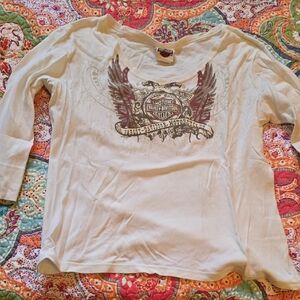 Harley-Davidson Cream Long Sleeve Tee with Winged Logo
